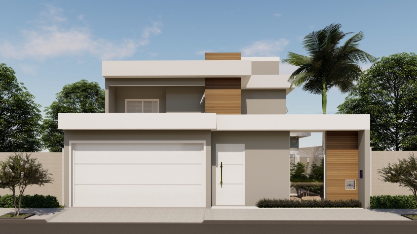 Plantas de casas com fachada com vidro