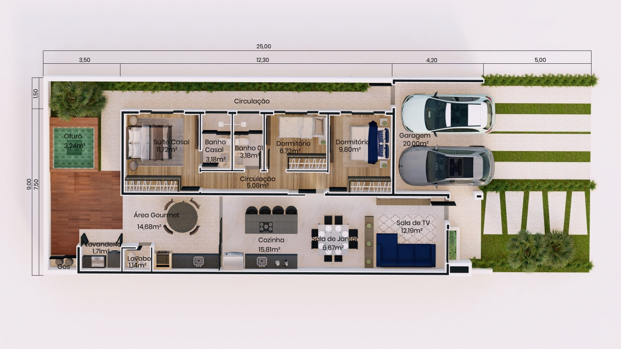 Plantas de casas com sala integrada