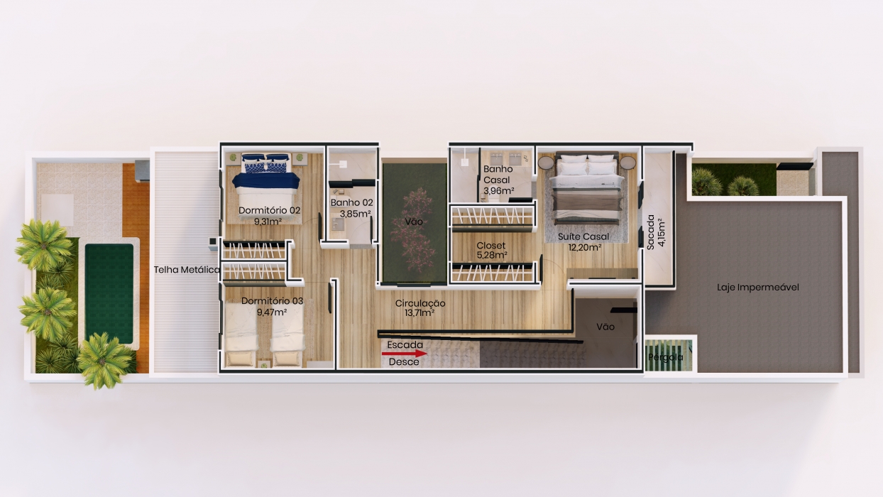 Plantas de casas com suíte e closet