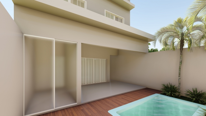 Plantas de casas com área de lazer e piscina