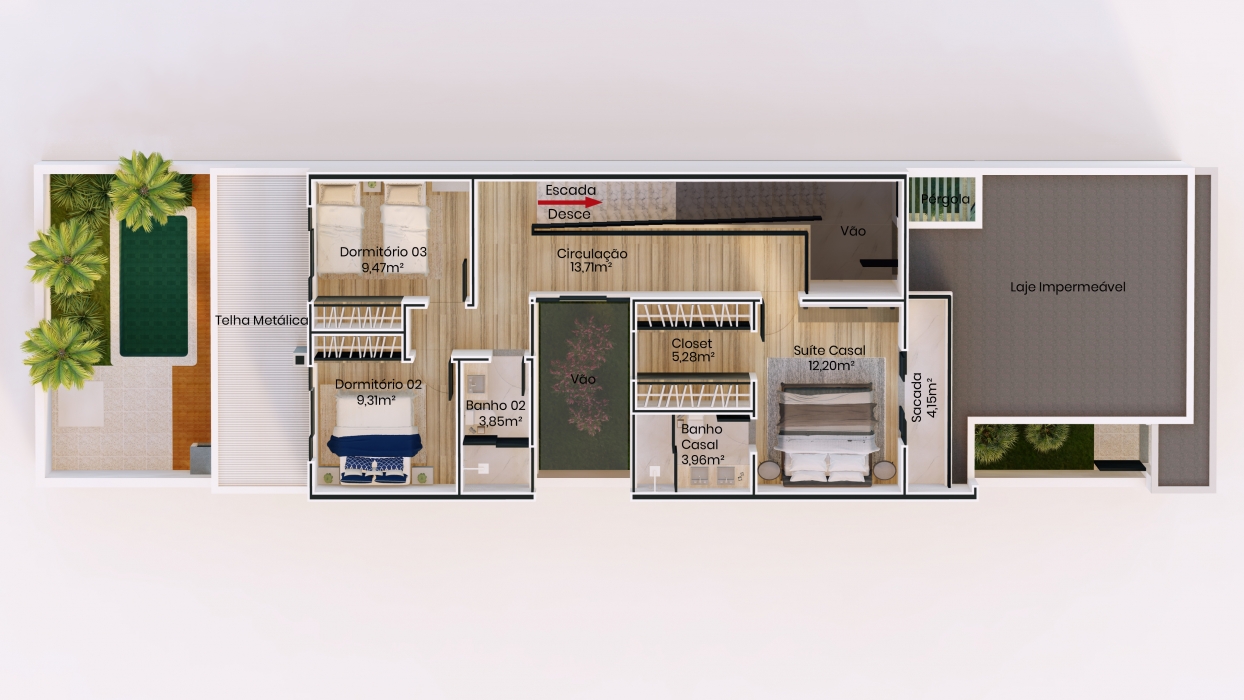 Plantas de casas com 3 dormitórios
