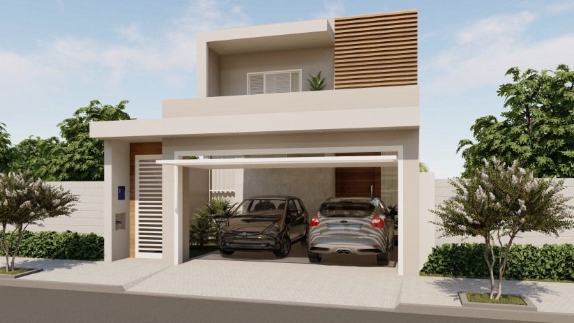 Plantas de casas com garagem para 2 carros