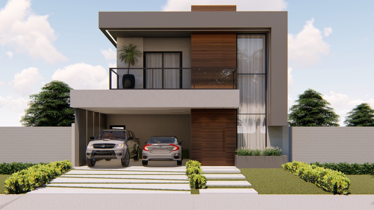 Projeto De Casa De Dois Andares Com Planta Baixa Com Elevacao P6